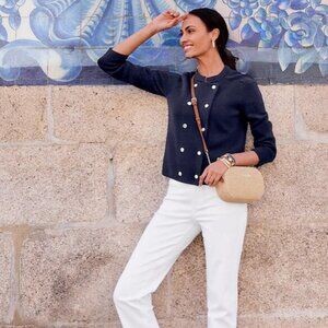 Talbots Double Breasted Stand Collar Sweater Jacket